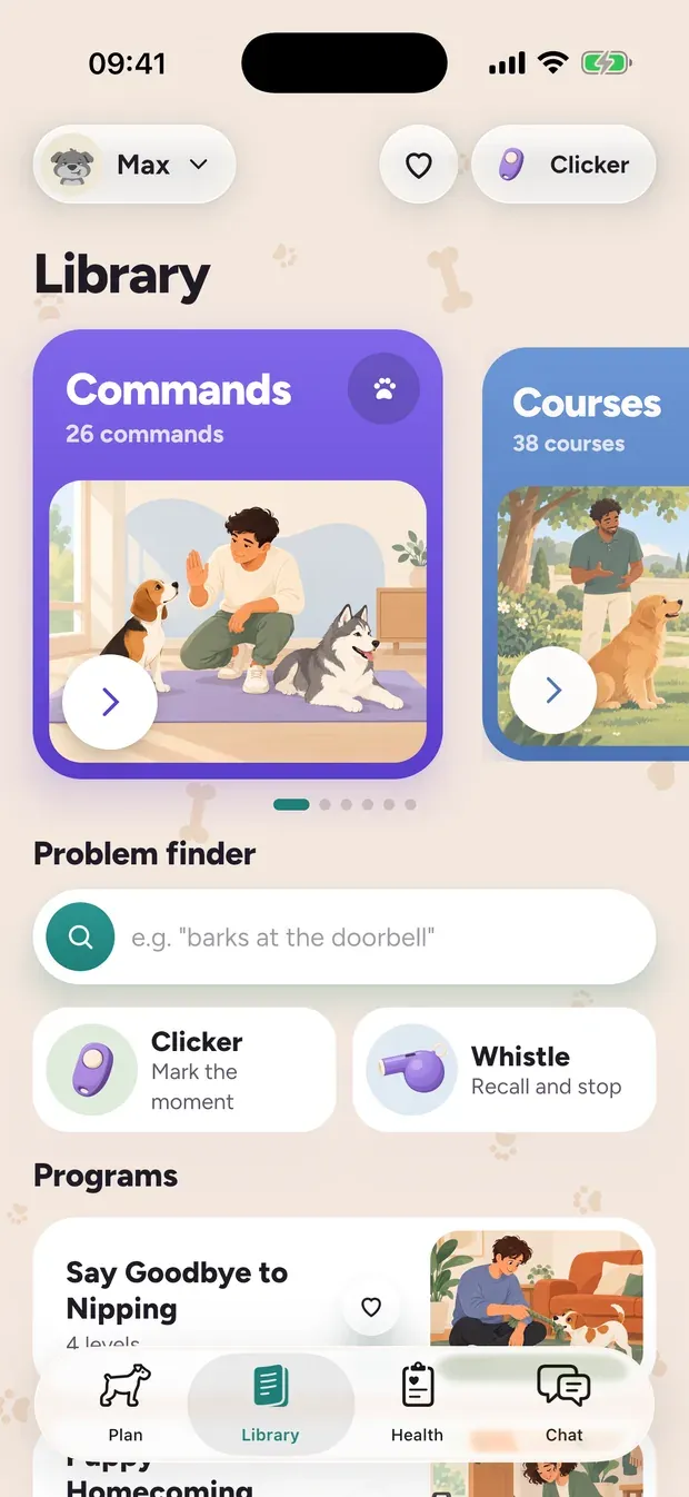 The Library with commands, courses and programs